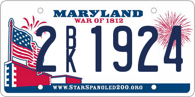 MD license plate 2BK1924