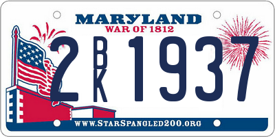 MD license plate 2BK1937