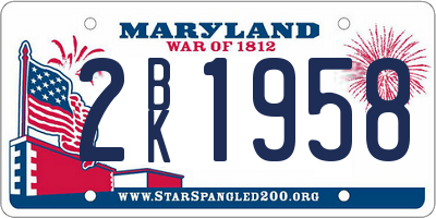 MD license plate 2BK1958