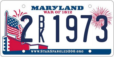 MD license plate 2BK1973