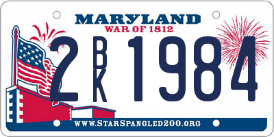 MD license plate 2BK1984