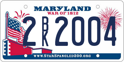 MD license plate 2BK2004