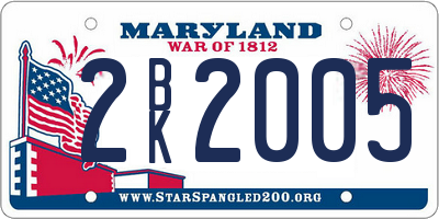 MD license plate 2BK2005