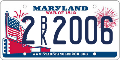 MD license plate 2BK2006