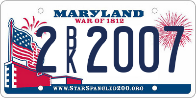 MD license plate 2BK2007