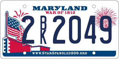 MD license plate 2BK2049