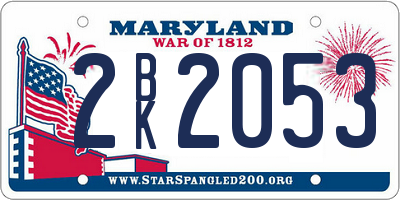 MD license plate 2BK2053
