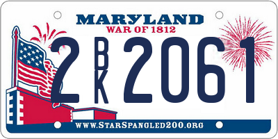 MD license plate 2BK2061
