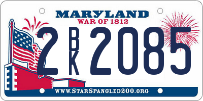 MD license plate 2BK2085
