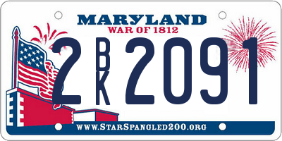 MD license plate 2BK2091