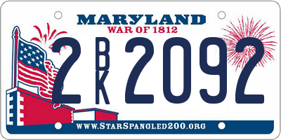 MD license plate 2BK2092