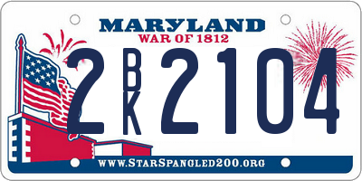 MD license plate 2BK2104