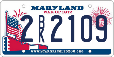 MD license plate 2BK2109