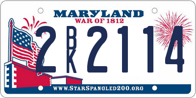 MD license plate 2BK2114