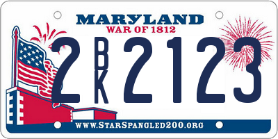 MD license plate 2BK2123