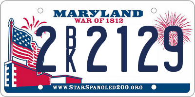 MD license plate 2BK2129