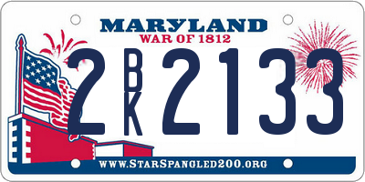 MD license plate 2BK2133