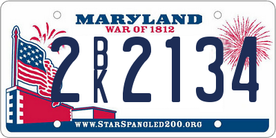 MD license plate 2BK2134