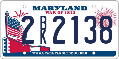 MD license plate 2BK2138