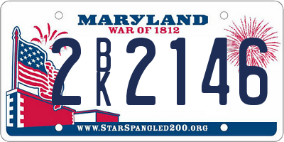 MD license plate 2BK2146
