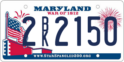 MD license plate 2BK2150