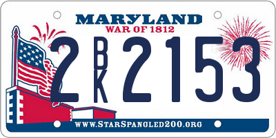 MD license plate 2BK2153