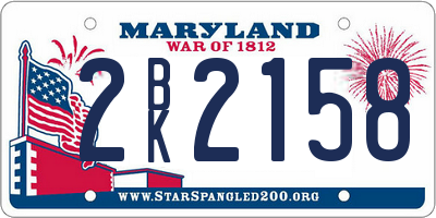 MD license plate 2BK2158