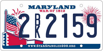 MD license plate 2BK2159