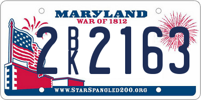 MD license plate 2BK2163