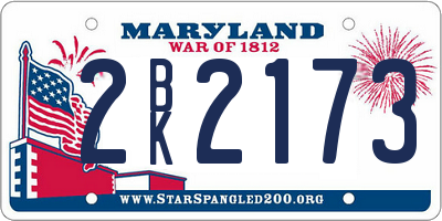 MD license plate 2BK2173