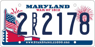 MD license plate 2BK2178