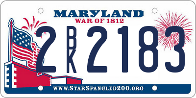 MD license plate 2BK2183