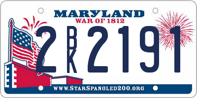 MD license plate 2BK2191