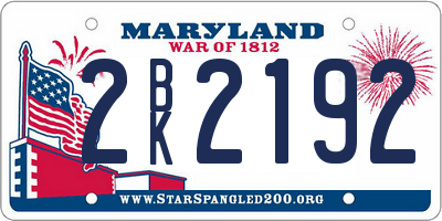 MD license plate 2BK2192