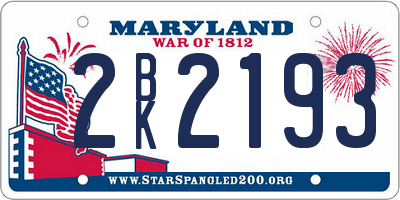 MD license plate 2BK2193