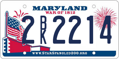MD license plate 2BK2214