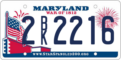 MD license plate 2BK2216