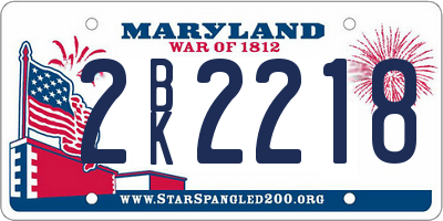 MD license plate 2BK2218