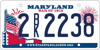 MD license plate 2BK2238