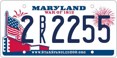 MD license plate 2BK2255