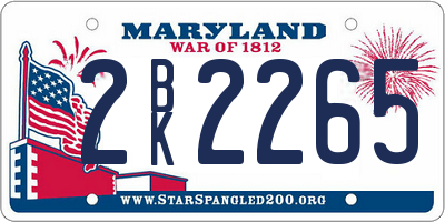 MD license plate 2BK2265