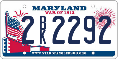 MD license plate 2BK2292
