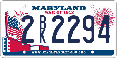 MD license plate 2BK2294