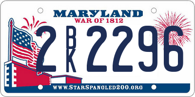 MD license plate 2BK2296