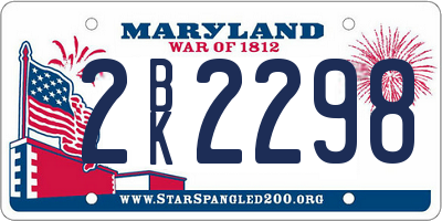 MD license plate 2BK2298