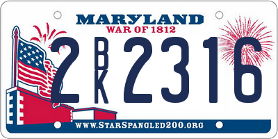 MD license plate 2BK2316