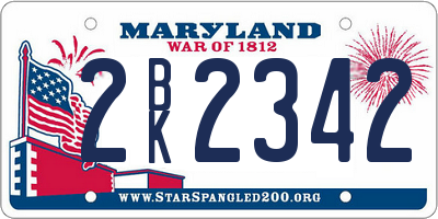 MD license plate 2BK2342