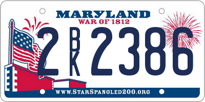 MD license plate 2BK2386
