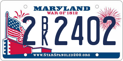 MD license plate 2BK2402