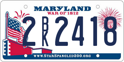 MD license plate 2BK2418